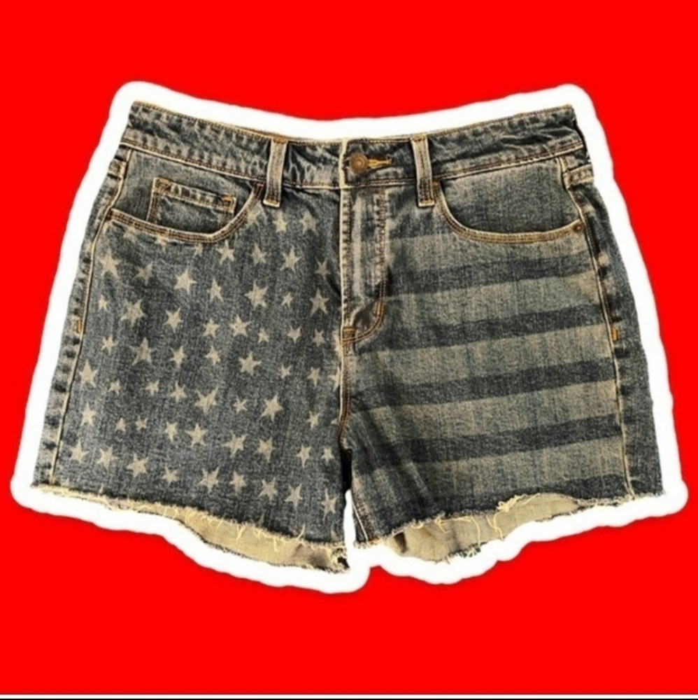 OLD NAVY 8 Stars & Stripes High Rise Jean Shorts With Secret-Slim Pockets